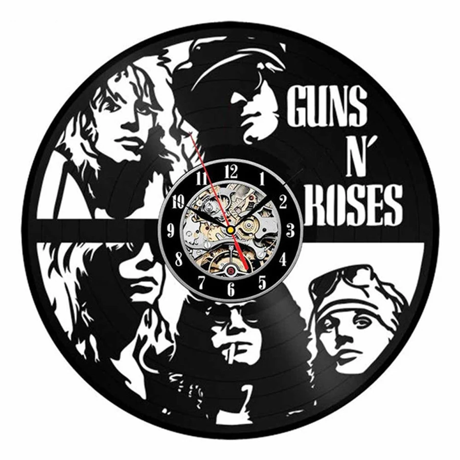 Type 7 Guns N Rose Виниловая пластинка настенные часы современный дизайн Музыкальная Тема GnR Slash 3D наклейки винтажные часы в виде компакт-диска настенные часы домашний декор - Цвет: Type 7
