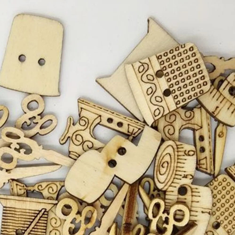 50 шт. декоративные деревянные пуговицы для швейной машины | Дом и сад
