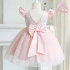 Платье принцессы для девочек, детское элегантное платье для свадебной вечеринки, выпускного вечера, Детская вечерняя пачка с бантом на день рождения, Рождественская одежда для детей