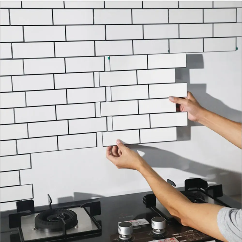 

Kitchen Bathroom 3D Wall Tile Sticker Peel and Stick Ease Self Adhesive Waterproof Mould-proof White Subway Backsplash Wallpaper