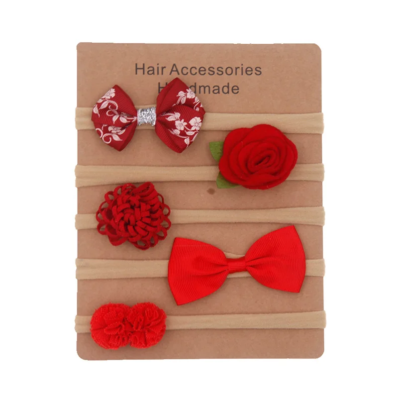 6pcs/set Elastic Flower Headbands for Baby Girls Hair Accessories Bow Nylon Turban Skinny Stretchy Rubber ban | Детская одежда и