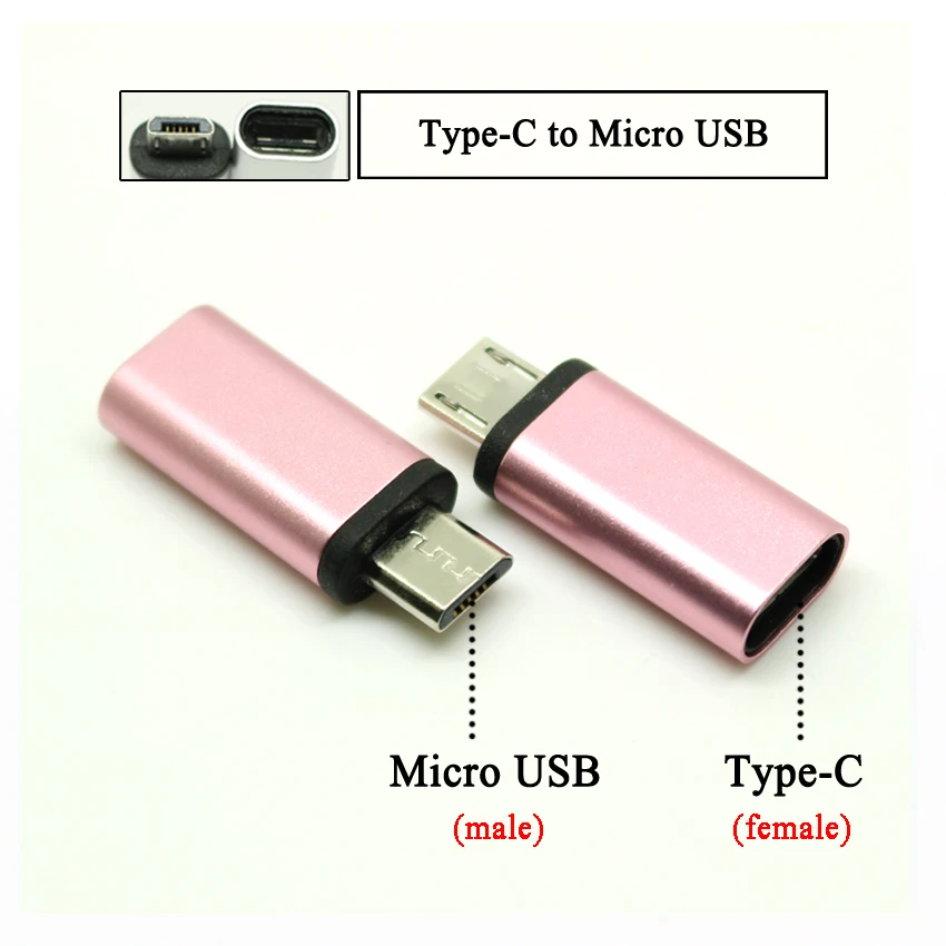 Micro male Pink 2 шт. type C к Micro USB/Micro к type-C OTG адаптер Поддержка синхронизации данных зарядный конвертер для Macbook Xiaomi huawei для samsung - Цвет: Micro male Pink