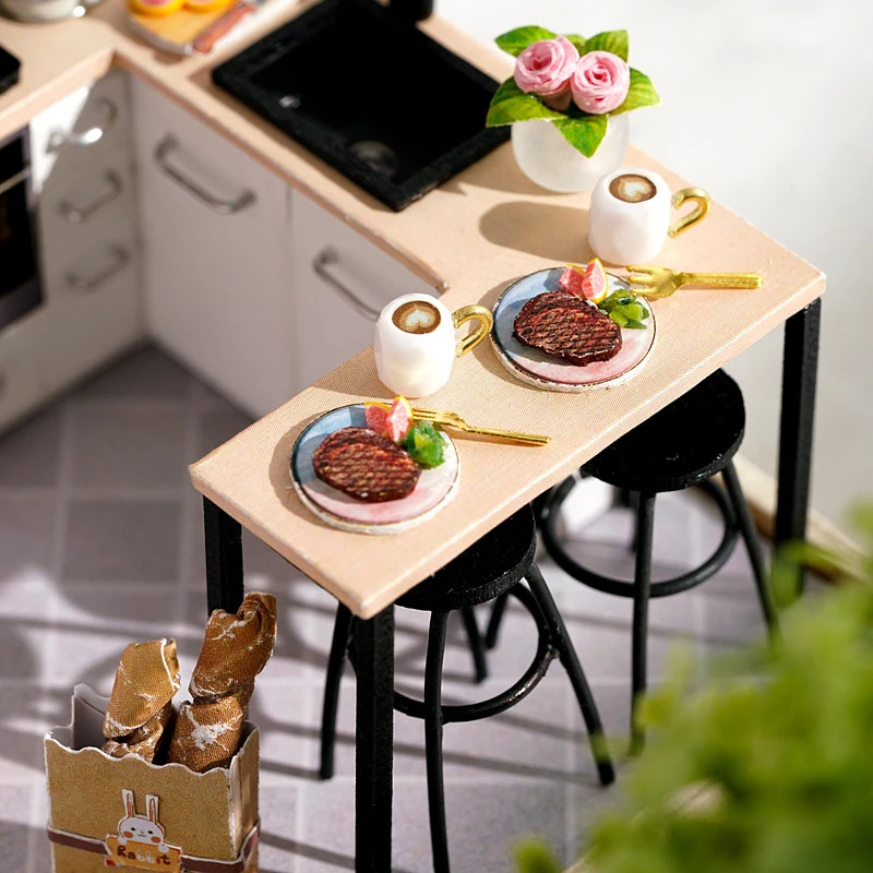 Миниатюрный Кукольный дом сделай сам жизнь стильная кухня простой стиль кабина