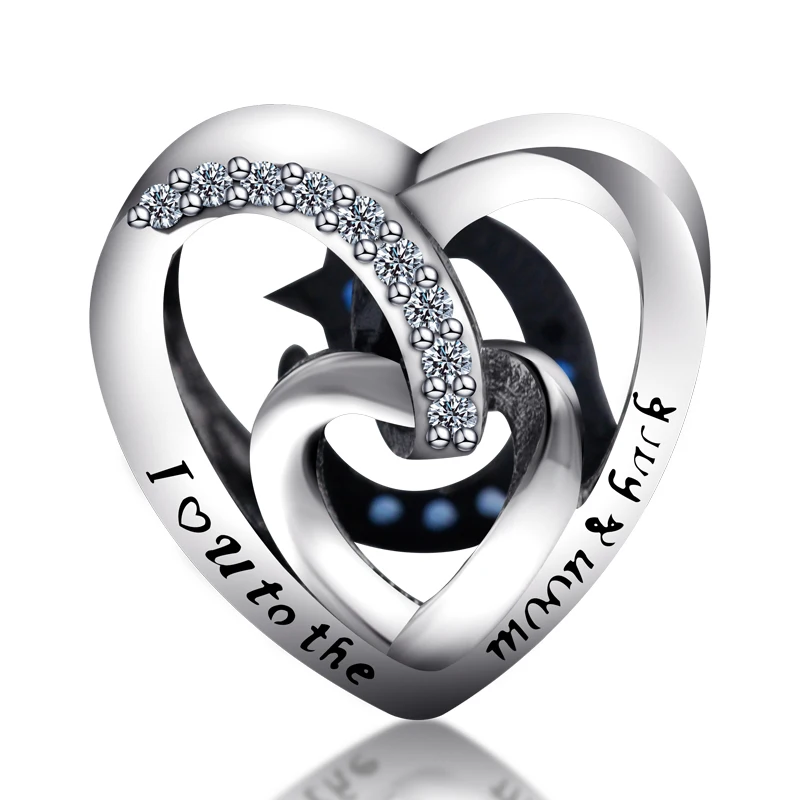 

New hollow design heart-shaped pendant 925 sterling silver fall in love romantic CZ beads suitable for bracelet bracelet necklac