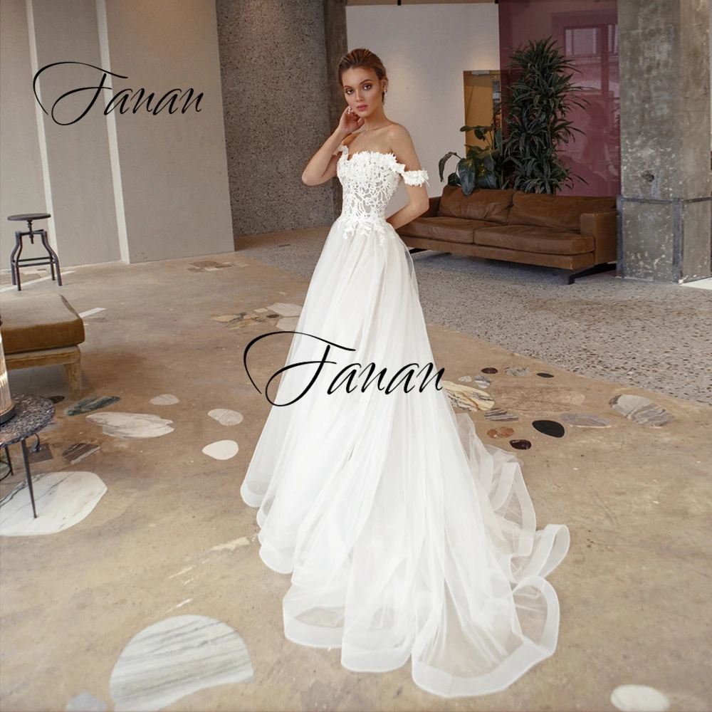 

Sweetheart Backless Lace Appliques Wedding Dresses Backless Off The Shoulder A-Line Court Train Bridal Gown Свадебное платье