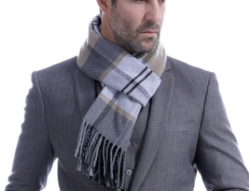 Мужской осенне-зимний Тонкий Мягкий клетчатый хлопковый шарф шарфы шерстяная