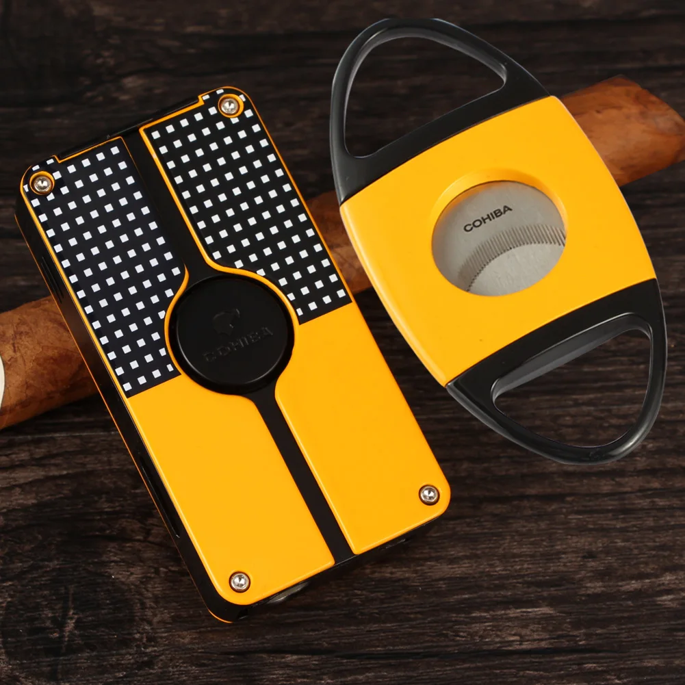 Набор курительных зажигалок COHIBA Средняя кнопка для курения 3-струйная фонарь
