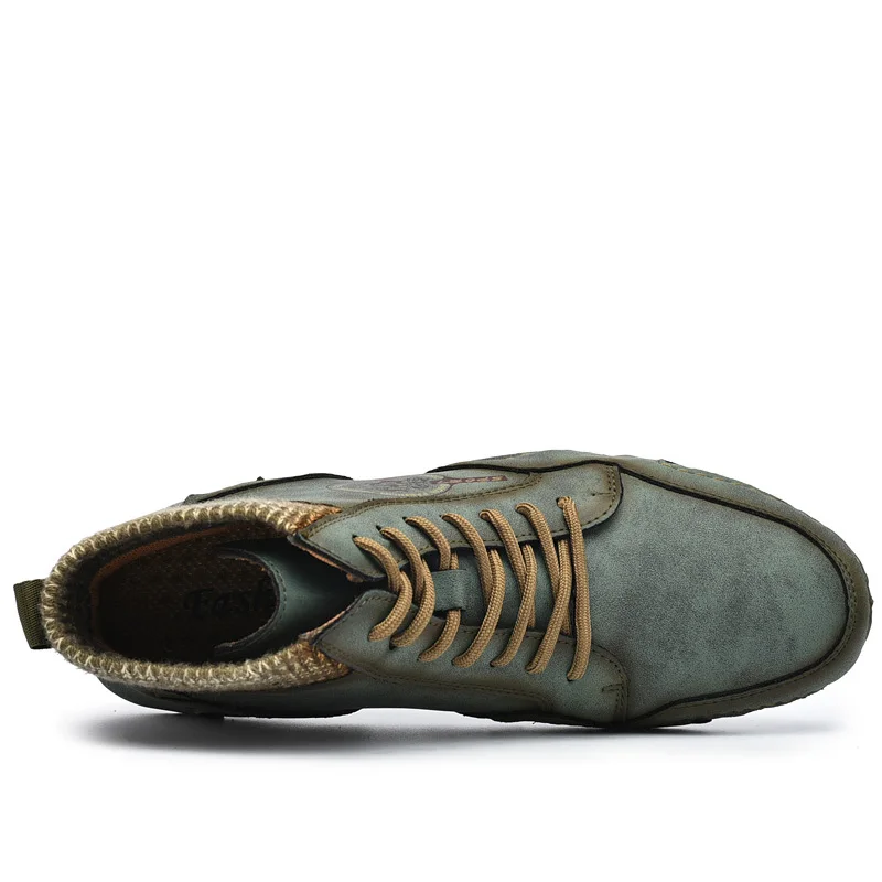 Мужские кожаные ботильоны JUNJARM черные дышащие кроссовки ручной работы обувь для