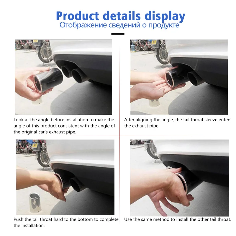 2pcs Square Mouth Dual Outlet Stainless Steel Exhaust Muffler Tube For Toyota Alphard Tail Pipe Tipe Throat Car Accessories | Автомобили и