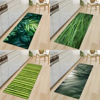 anti slip kitchen mat absorbent floor mat carpet rug bamboo grass leaves pattern floormat flannel print mat doormat home decor