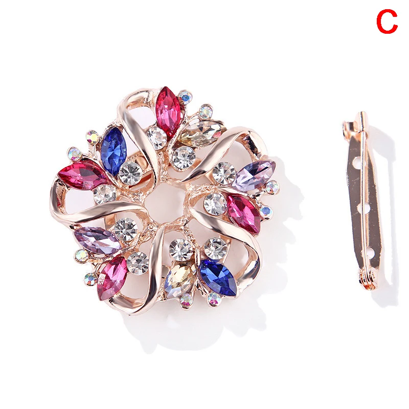 Многоцветная брошь венок стразы броши булавки кристалл свадебные для невесты