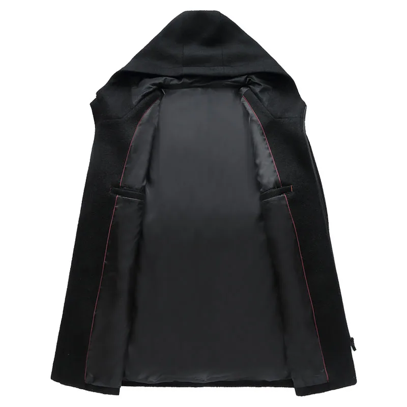 Мужское длинное пальто EICHOS с капюшоном на молнии 2019|pea coat jacket|mens hooded wool coatzipper pea |
