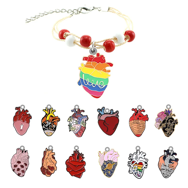 

TAFREE Heart Colorful Multicolor Anime Pattern Bracelet Red And White Beaded Rope Chain Epoxy Resin With Epoxy Resin Hand Rope