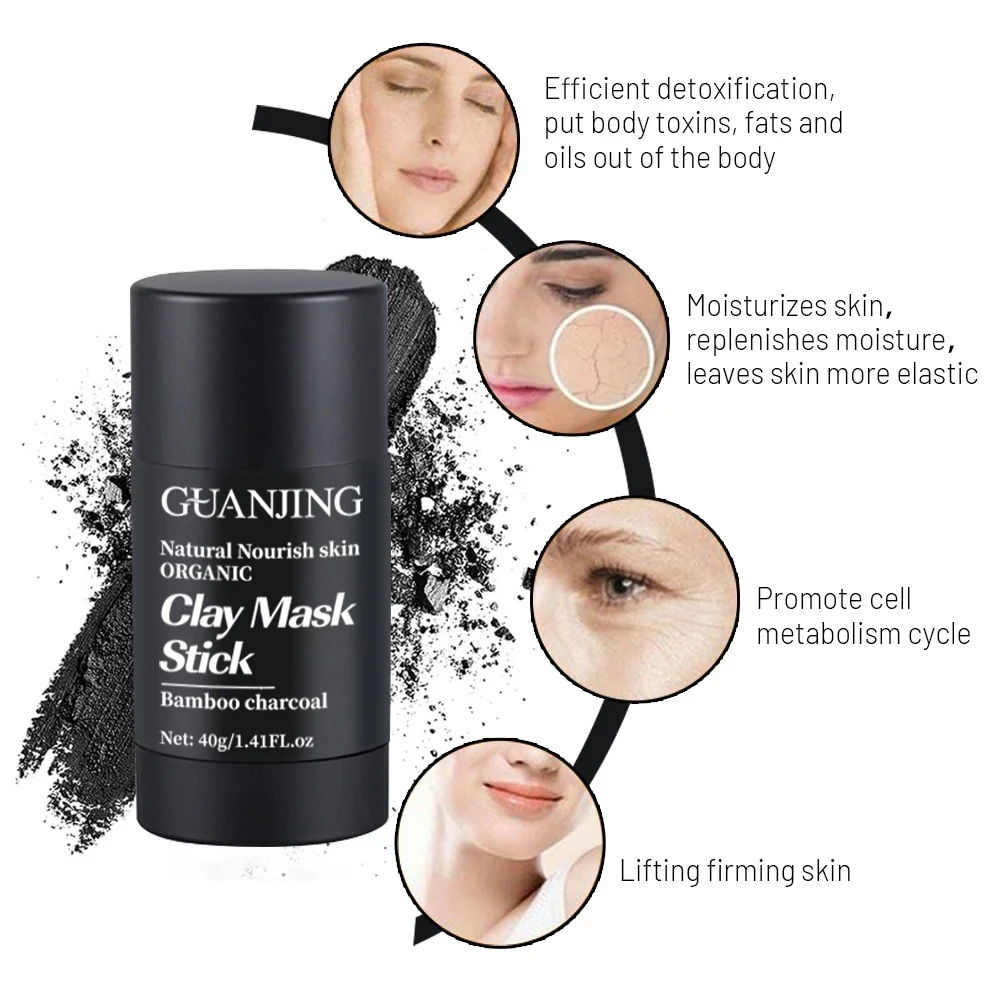 

40g Natural Nourish Skin Organic Clay Mask Stick Bamboo Charcoal Oil Control Moisturizing Brightening Detoxifying Acne Remover