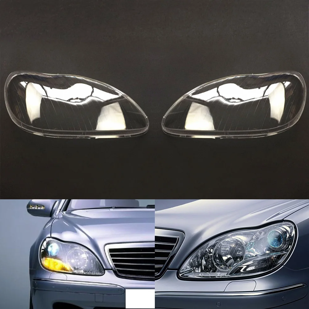 A Pair Для Mercedes-Benz W220 S600 S500 S320 S350 S280 Автомобильные фары прозрачные линзы авто чехол 1998~ 2001 2002 2003 2004 2005 - Цвет: A Pair