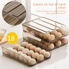 Автоматическая скользящая коробка для хранения яиц, держатель для яиц, корзина, контейнер, Диспенсер, органайзер, шкаф для холодильника, кухни, холодильника, лоток для яиц