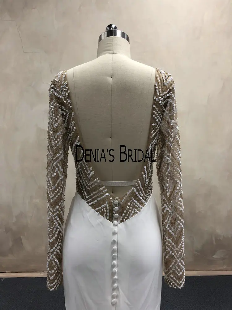 Vestidos De Fiesta De Noche белое торжественное платье женское элегантное с длинными рукавами