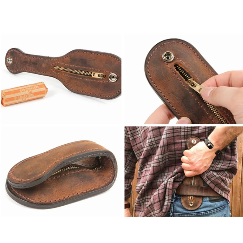 

New Leather Racket Boston Coin Coin Pocket Thick Leather Men and Women Defense Multi-Functional Edc Storage