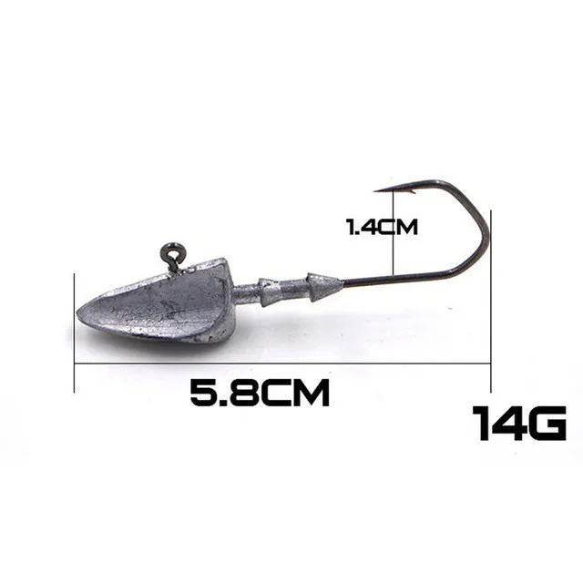 1PCS 14g 1 шт. крючки с свинцовой головкой 3,5 г 5 г 7 г 10 г 14 г 20 г крючок с колючей головкой рыболовные снасти Высокоуглеродистая сталь кривошипный червь острый крючок для приманки - Цвет: 1PCS 14g