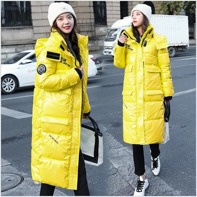 

Parka Women Warm Hooded Winter Coats Long Sleeve 2020 Women Winter Jacket Tops Casual Glossy Overcoat Female Outwear G848