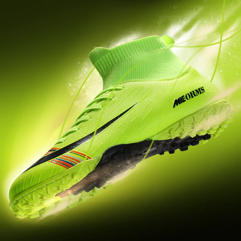 Для мужчин футбол Футбол Сапоги Бутсы с лодыжки Длинные шипы TF высокие кроссовки