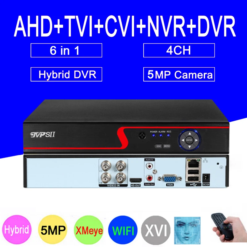 Видеорегистратор Auido красный экран H.265 + XMeye Hi3520D обнаружение лица 5 МП 4 канала