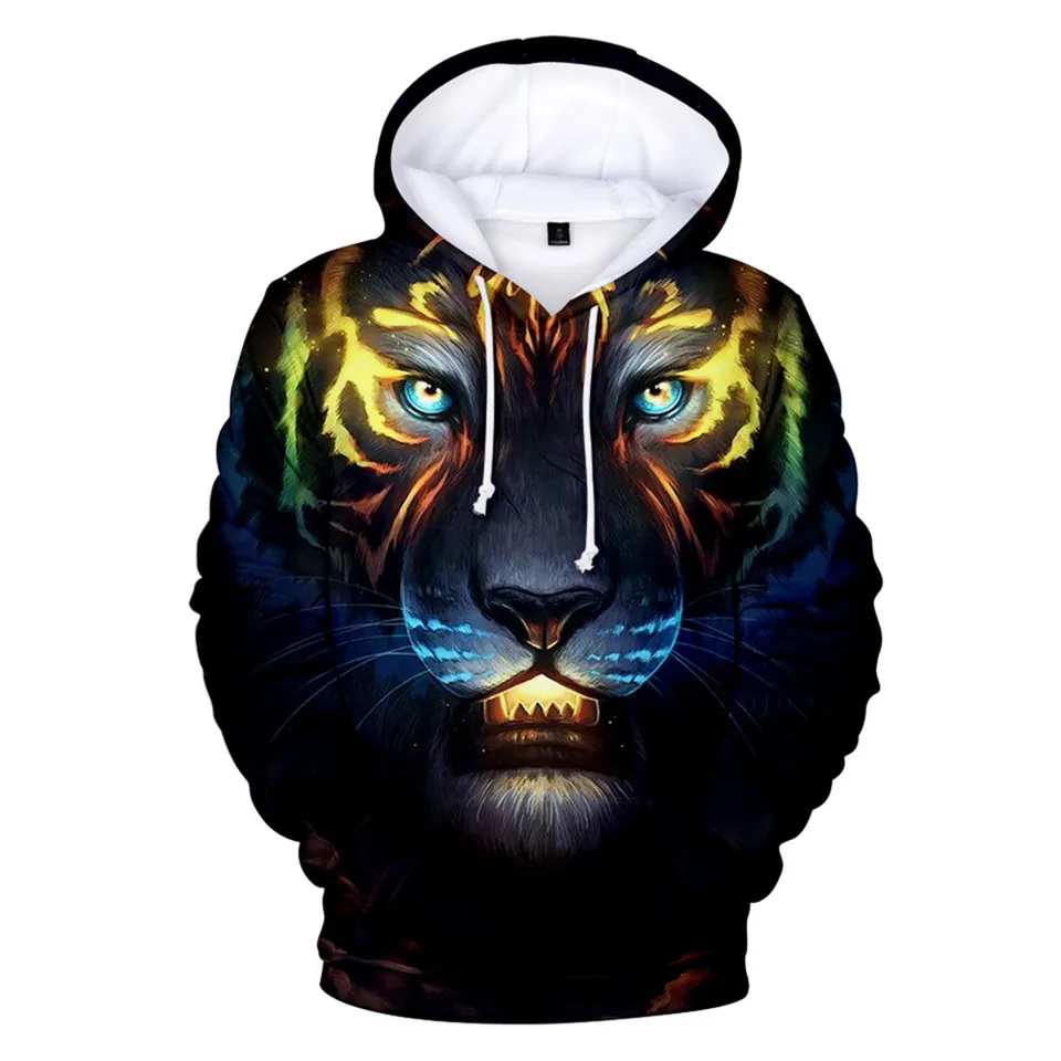 

New 2 To 13 Years Kids Hoodie 3D Printed Tiger Animals Hoodies Sweatshirt Boys Girls Fashion Cartoon Jacket Top Children Clothes