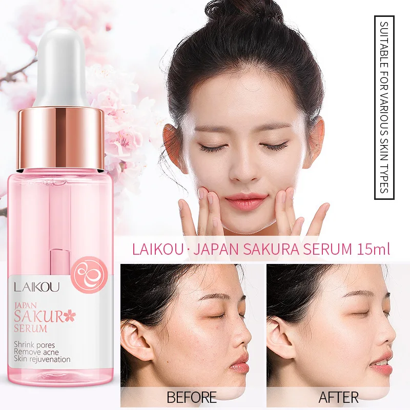 

LAIKOU Japan Sakura Face Serum Anti Aging Lines And Wrinkles Firming Shrink Pores Moisturizer Acne Treatment Whitening Skin Care