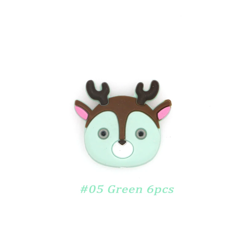Green 6pcs Kovict 6/10 шт., маленького размера, круглой формы с диаметром 32 мм силиконов бусов маленький олень Круглые бусины для силиконовый Прорезыватель для зубов Еда Класс Грызуны DIY ребенка режутся зубы игрушки - Цвет: Green 6pcs
