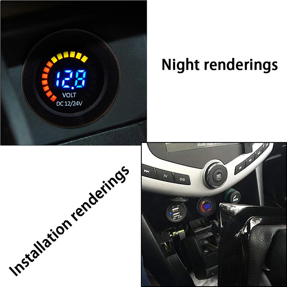 Вольтметр с цветсветодиодный светодиодным дисплеем 12/24 В | Автомобили и