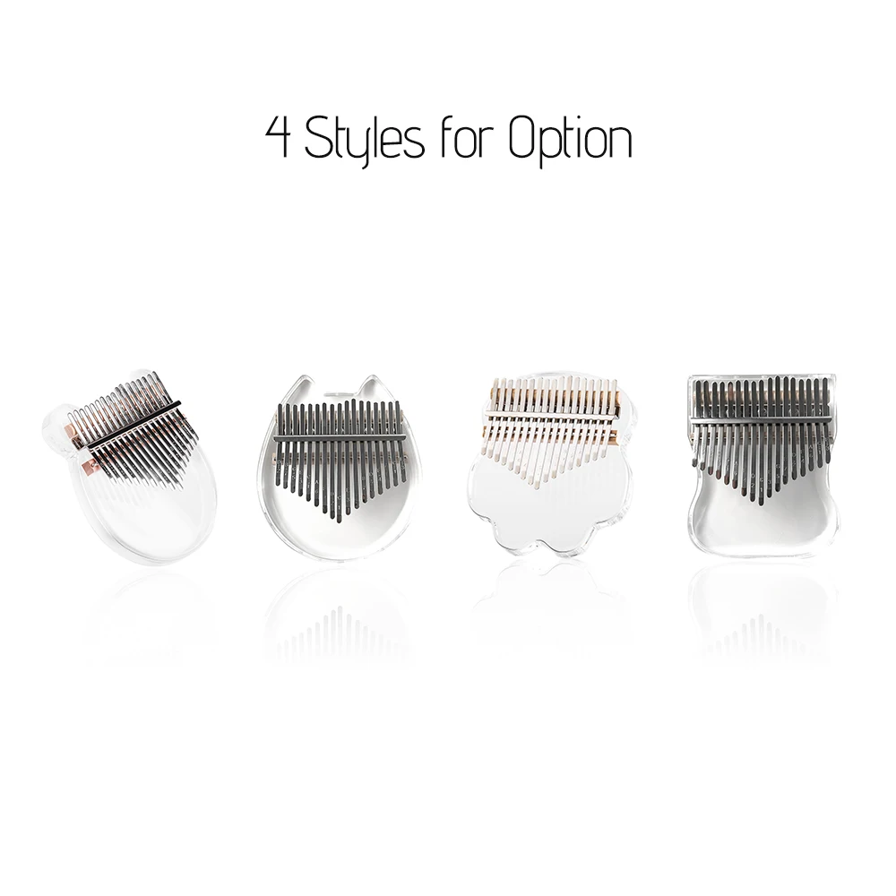 

17 Keys Kalimba Transparent Acrylic Kalimba Thumb Piano Kalimba with Carry Case Tuning Hammer Stickers Cleaning Cloth Music Book