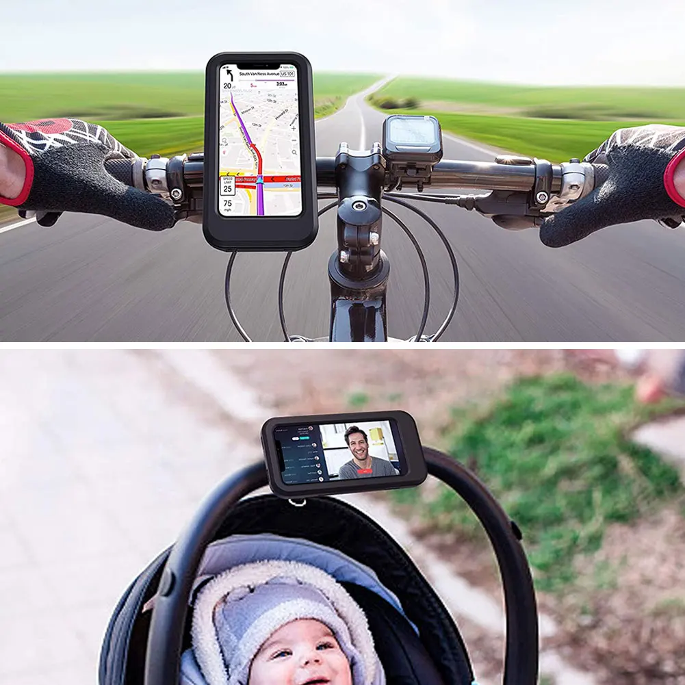 adjustable waterproof bicycle phone holder 6 7 inch motorcycle mobile cellphone gps holder mount 360 degree rotatable free global shipping