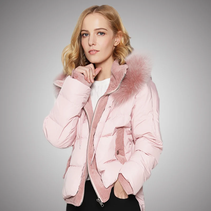 Женский пуховик с капюшоном KMETRAM короткая теплая парка в Корейском стиле