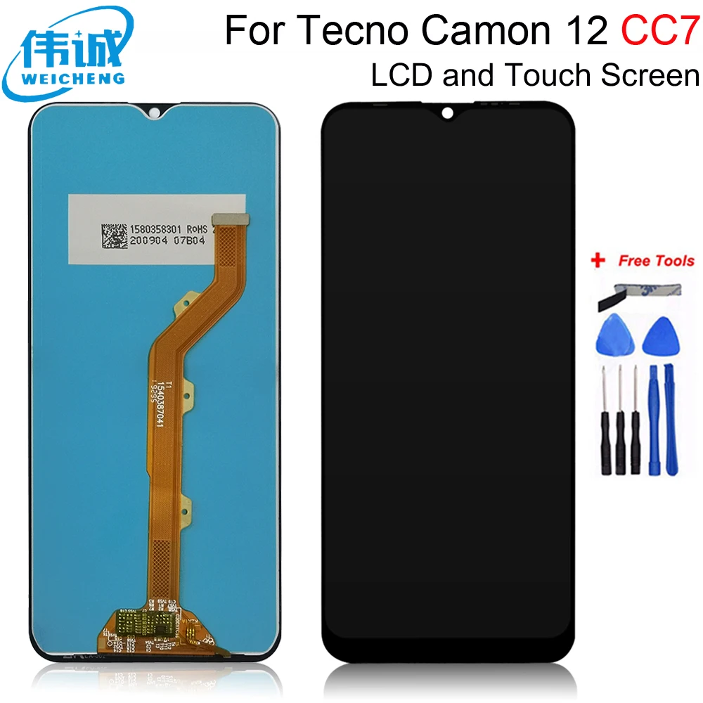 Полный ЖК дисплей 6 52 дюйма для Tecno Camon 12 CC7 сенсорный экран в сборе Camon12 полный
