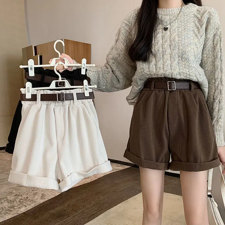 Autumn And Winter New Korean Version Of The High-Waisted Slimming All-match Western Style Wide-Leg Shorts Casual Pants