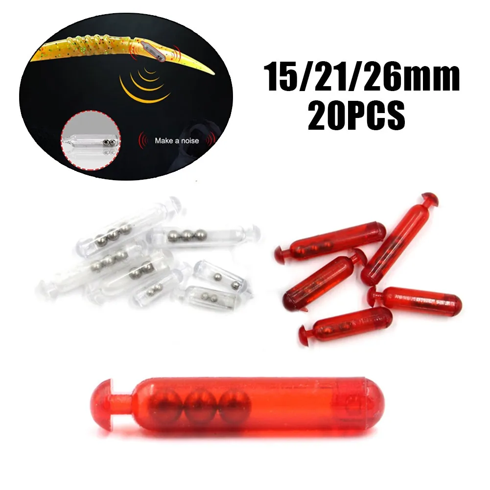 

20pcs Fishing Sound Bar Lure Baits Rattles Insert Tube For Soft Worm Jigs Fly Tie Tying Baits Making For Rock Lake River Pond