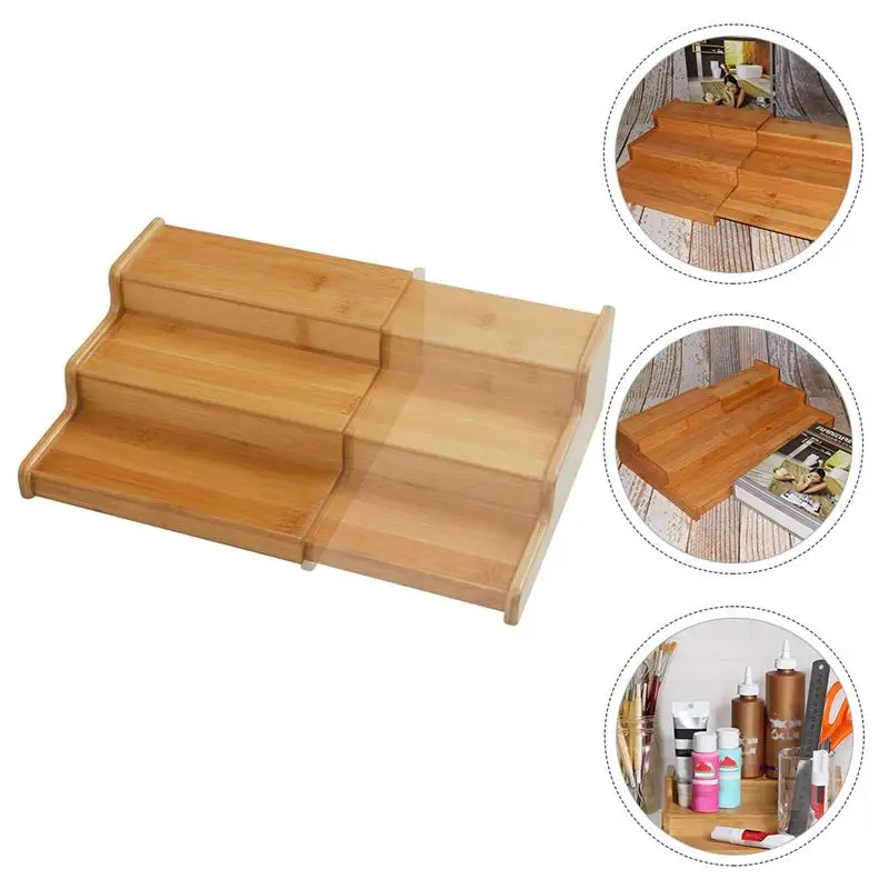 

Kitchen Storage Rack Three-Layers Storage Shelf Bamboo Bottle Shelf Kitchen Desktop Makeup Storage Rack