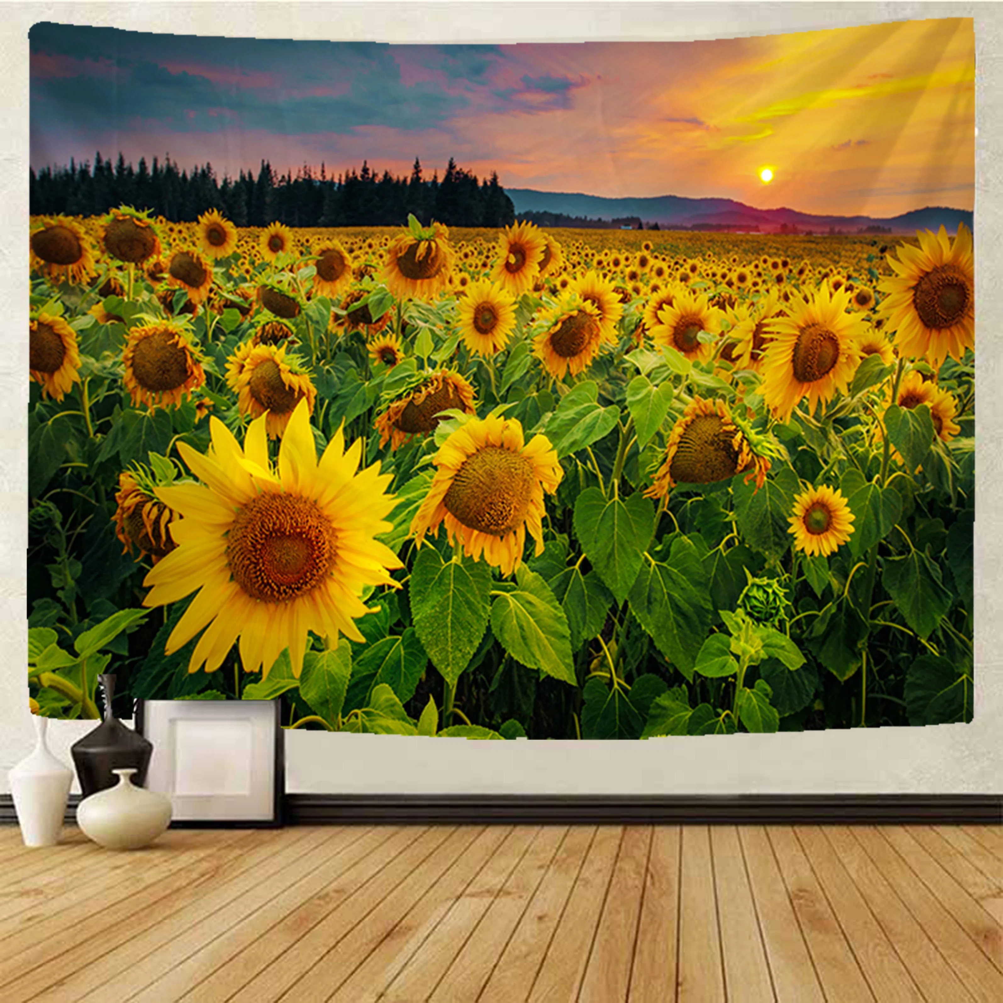 

Sunflower tapestry Indian Mandala Hippie Macrame Tapestry Wall Hanging Boho decor Psychedelic Witchcraft Tapestry