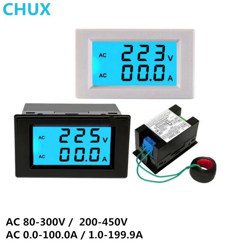 

LCD Digital AC Voltage Meter Ammeter D85-2042A 200-450V 199.9A 100A 80~300V Voltmeter Current Amps Volt Meter LCD Panel Monitor