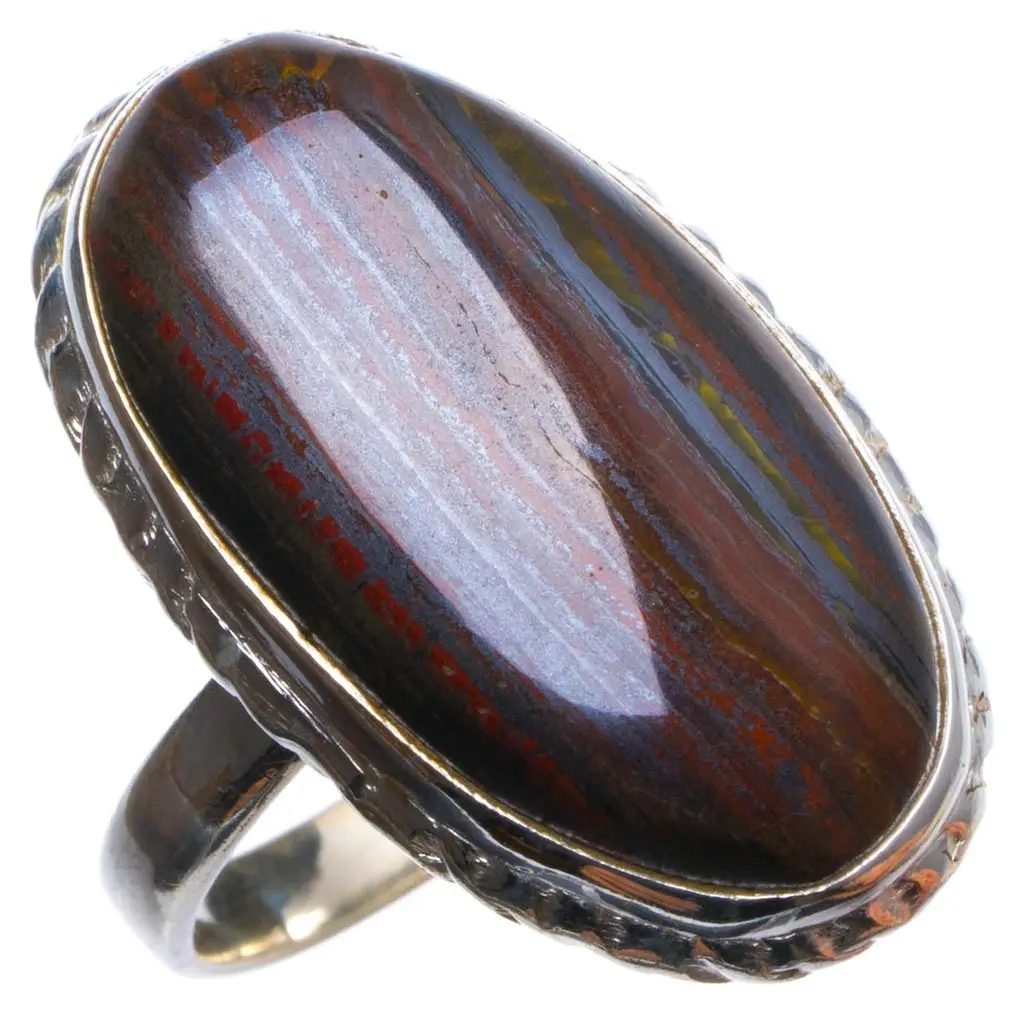 Кольцо из серебра 925 пробы с натуральным железным тигровым глазом размер США 5