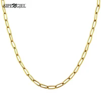 sipengjel new fashion gold color link chain necklace punk geometric choker adjustable necklace for women wedding jewelry