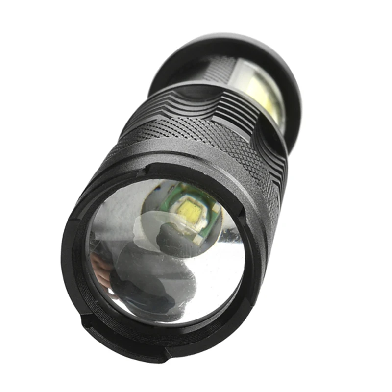 Z90 + SK68C Водонепроницаемый светодиодный мини-фонарик XPE COB Zoom алюминиевый 4 режима