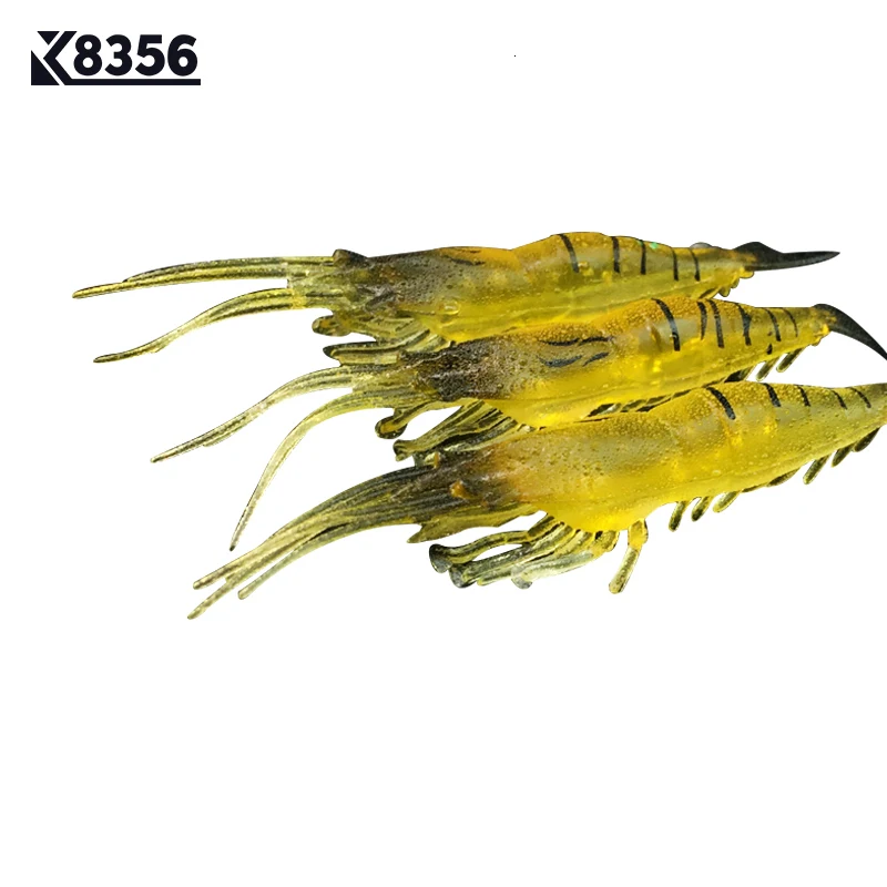 Рыболовные приманки K8356 10 шт./лот 7 см 3 5 г имитация креветок Мягкая приманка из ПВХ