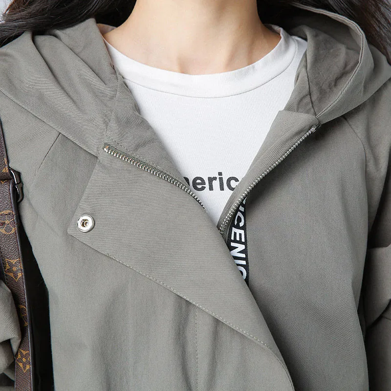 

2020 Autumn New Women's Jacket Long Coat Windbreaker Female Loose Casual Jackets Oversize Ladies Outerwear Plus Size P699