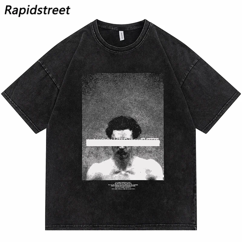 

Футболка мужская с принтом графических букв, уличная одежда в стиле хип-хоп, промытая хлопковая Повседневная рубашка в стиле Харадзюку, топ...