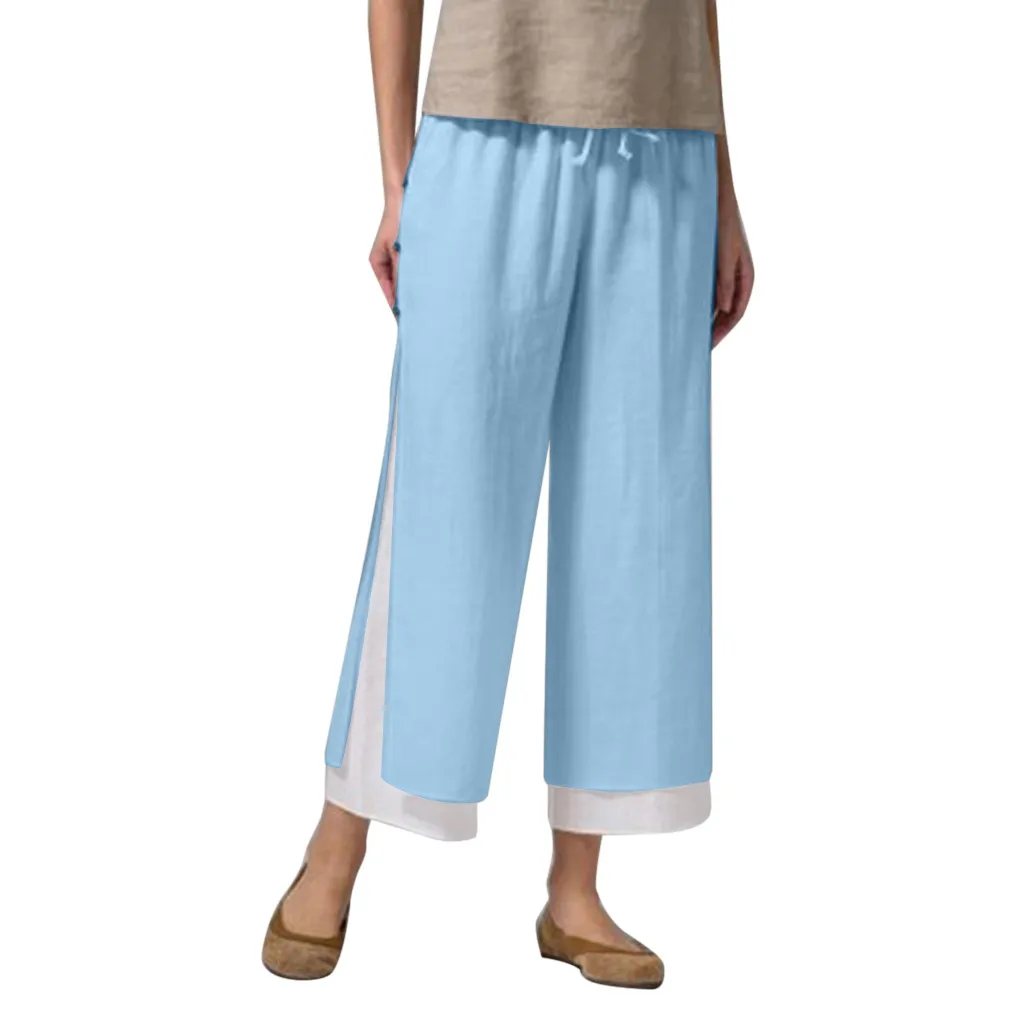 Брюки женские Большие размеры однотонные повседневные Белые Повседневные