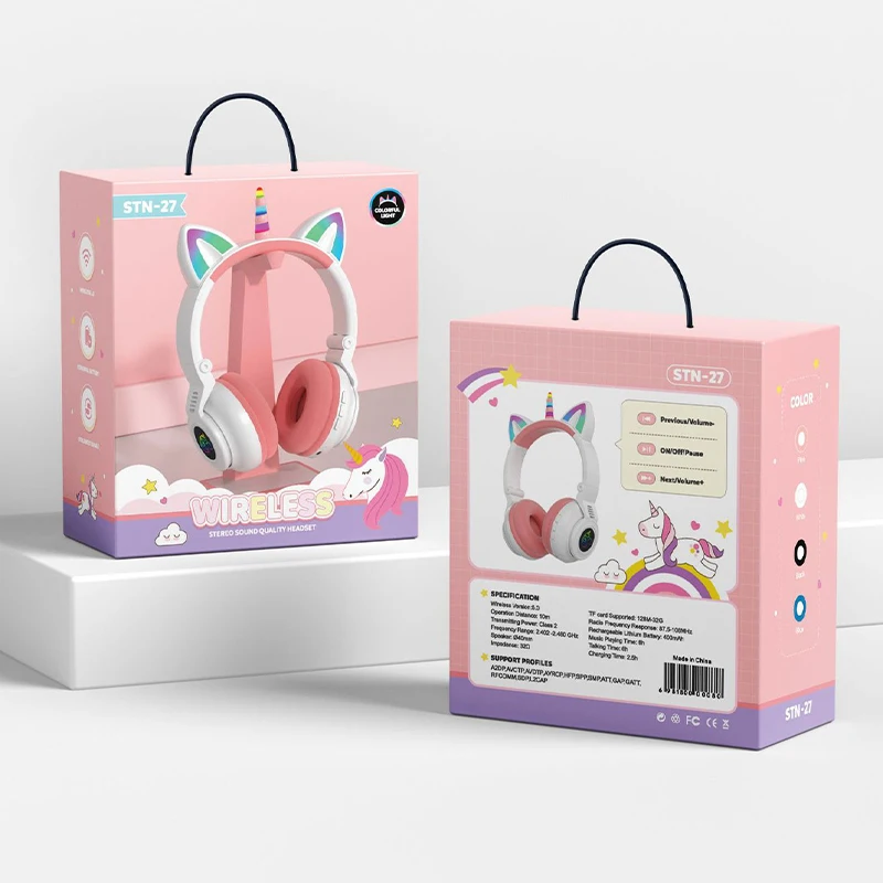 Беспроводные наушники Flash светильник с милыми кошачьими ушками единорог детские