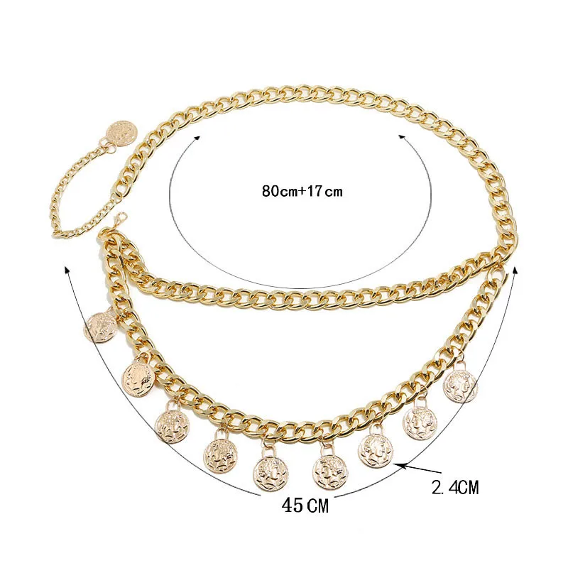 

New Fashion Girls Metal Waist Chain Gold Plated Belt Decoration Belt for Dresses Women Circle Metal String Designer Belts