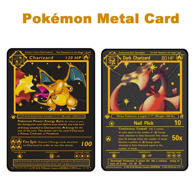Personaje de Anime de cartas de Metal de Pok&eacute;mon, coleccionable, juego de Pokemon, Bikachu-0