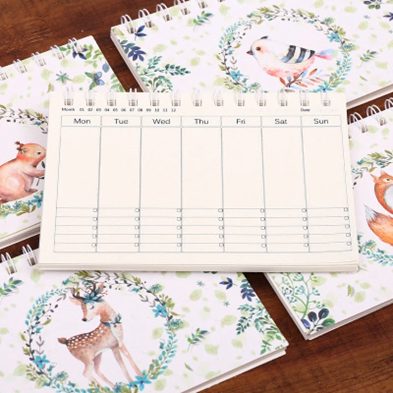 

YHSMTG Kawaii Animal Portable Weekly Planner 2021 Agenda Diary Office Organizer Schedule Stationery School Monthly Plan